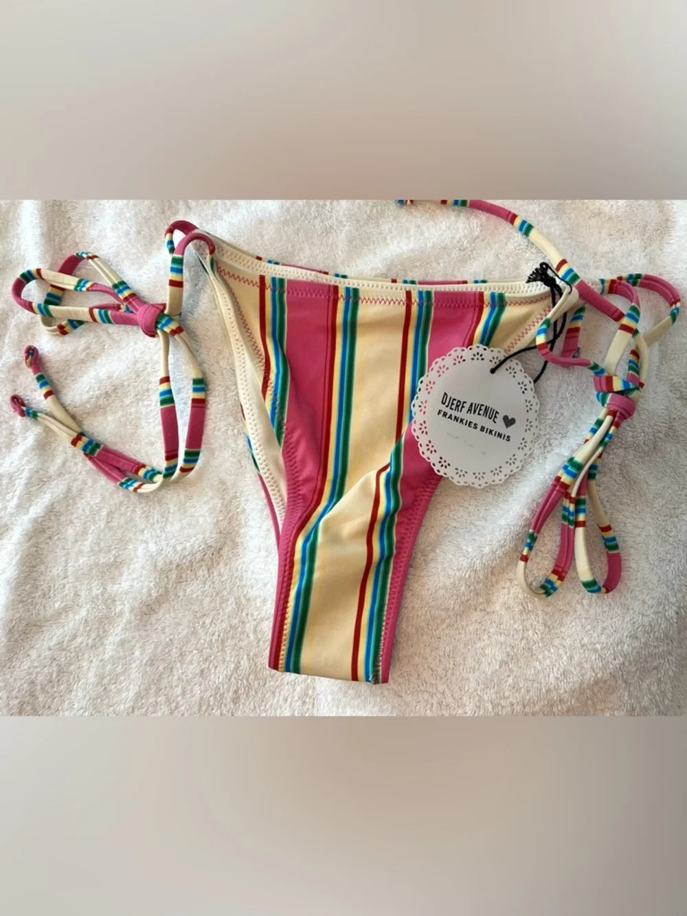 Djerf Frankie’s Stripe Bikini Bottom L & Keychain BNWT - Picture 8 of 8